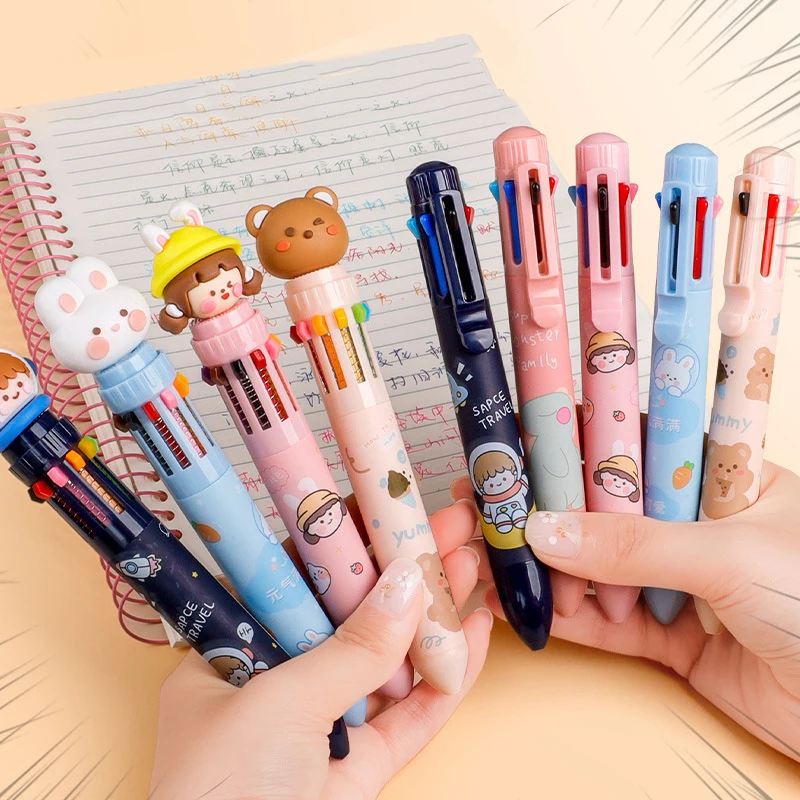 

Kawaii Cute Animal Cartoon Chunky Ballpoint Pens 8/10 Color School Office Supply Stationery Multicolored Pens Colorful Refill 1X