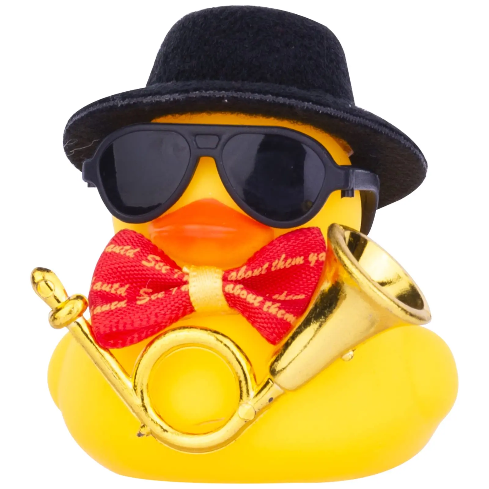 

Car Rubber Duck Ornaments Yellow Duck Car Dashboard Decorations with Mini Cowboy Hat Musical Instrument Sunglasses Necklace