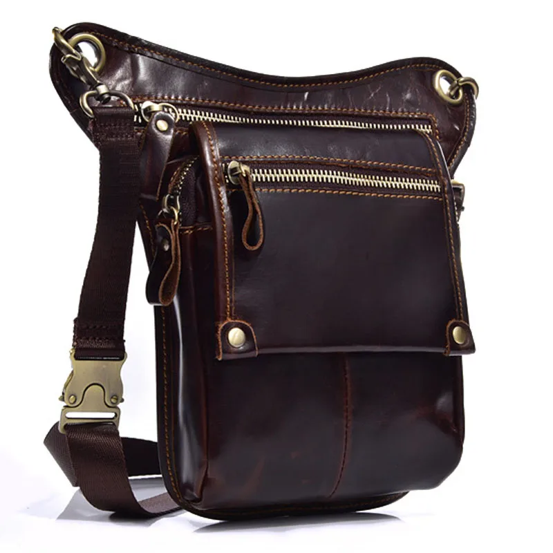 

Men Oil Wax Cowhide Fanny Pack Waist Thigh Drop Leg Bag Geunine Leather Casual Riding Messenger Shoulder Bag wallet Waist Bag
