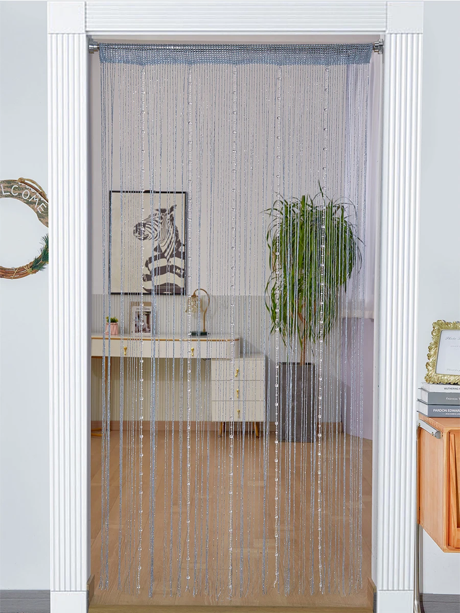 Crystal bead string curtain 1X2 M Tassel fringe door curtain for white salon and sheer wedding decoration living room divider 5