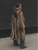 Women's Luxury Soft Thicken Warm Hairy Faux Fox Fur Coat Fashion Oversized Brown Long Sleeve Fluffy Jacket 2024 Lady Streetwear 2