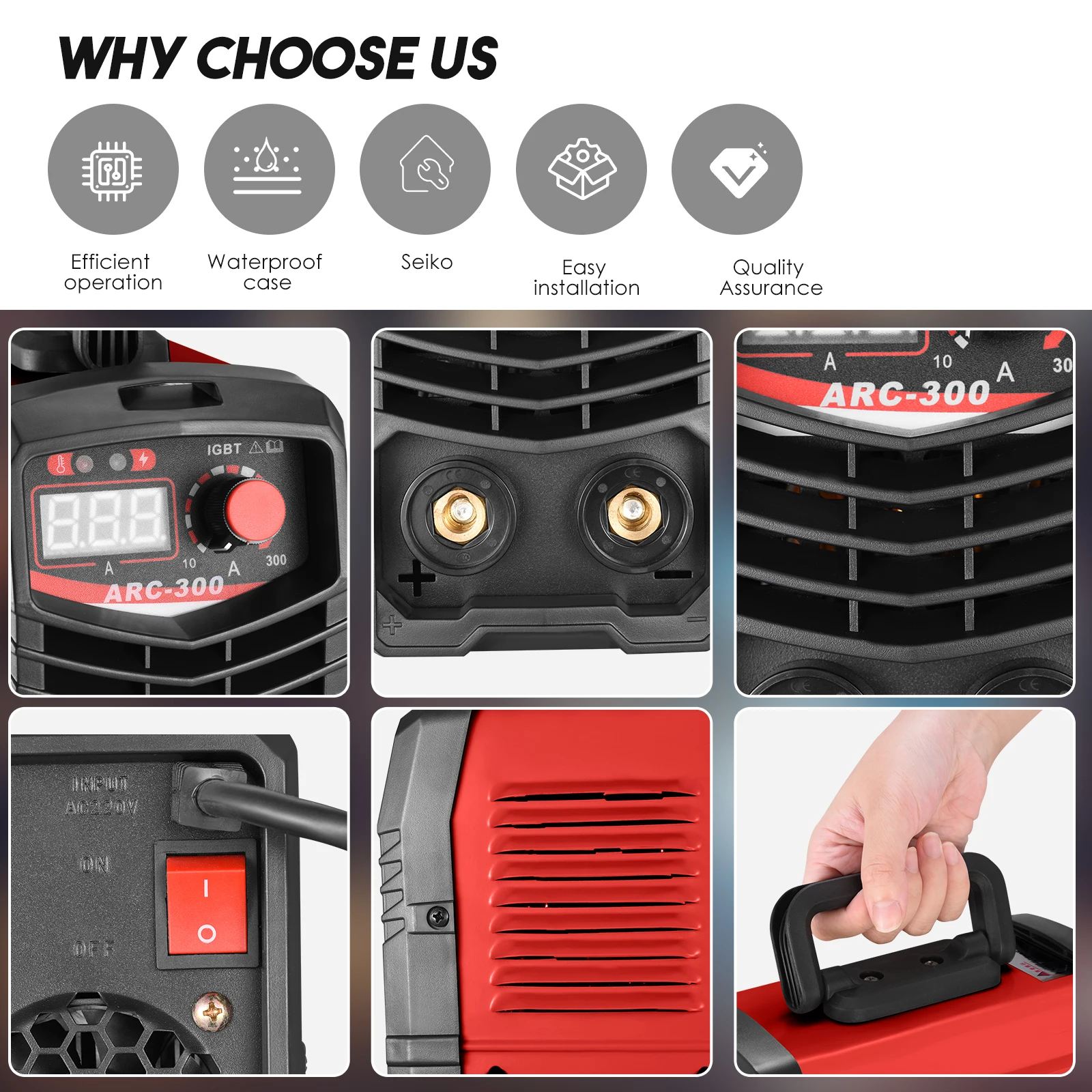 300A 6000W ARC MMA Welding Machine LCD Display Intelligent IGBT Inverter Welder Wedling for Alloy Steel Iron Metals 2.5mm Rods 4