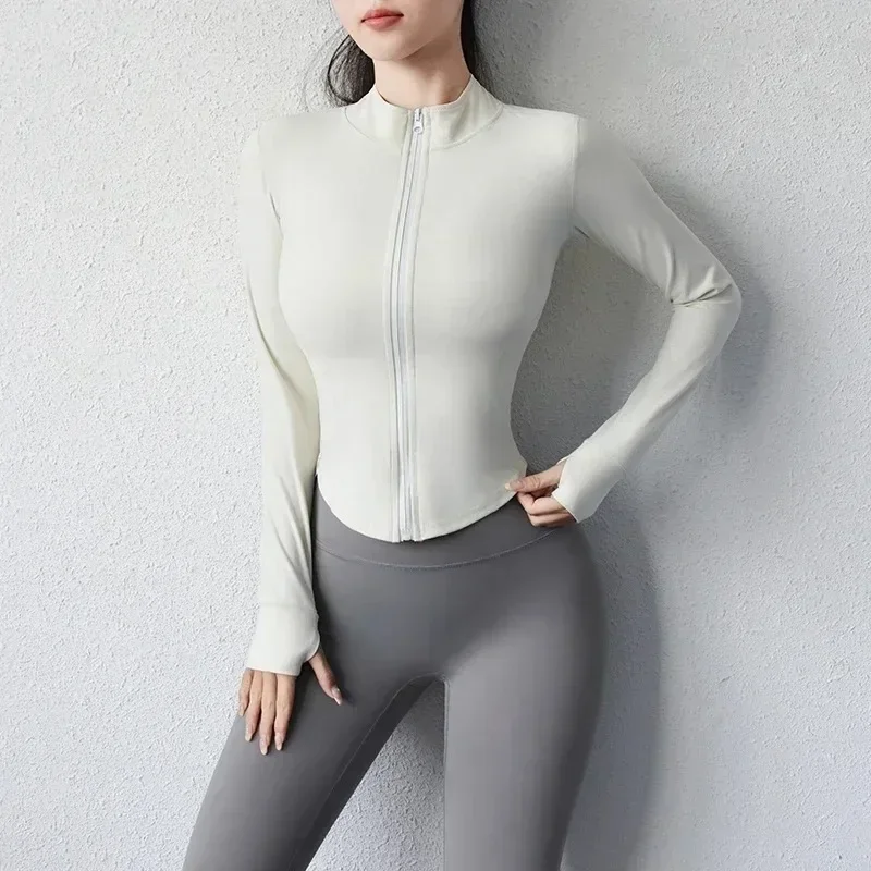 Sports Jacket Yoga Top Yoga Shirt Sports Shirt Yoga Jacket Women Running Quick-drying Fitness Wear Zipper Long Slim Training