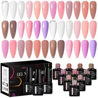 MEET ACROSS 18PCS/SET Extension Nail Gel Nude Pink Milkey White Glitter Semi Permanent Nail Art Gel Finger Prolong Varnish 1