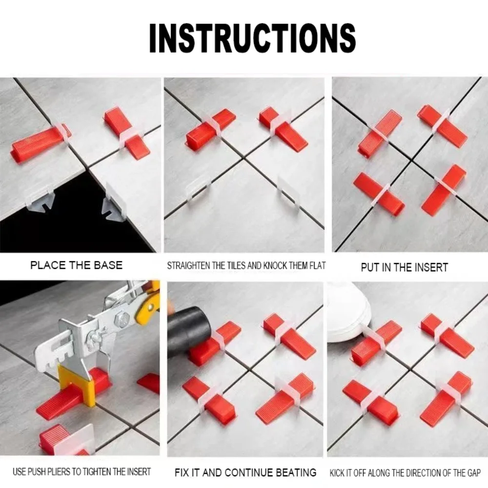100/200pcs Tile Spacers 2mm Tile Leveling System Plier Set Laying Level Wedges Alignment Clips