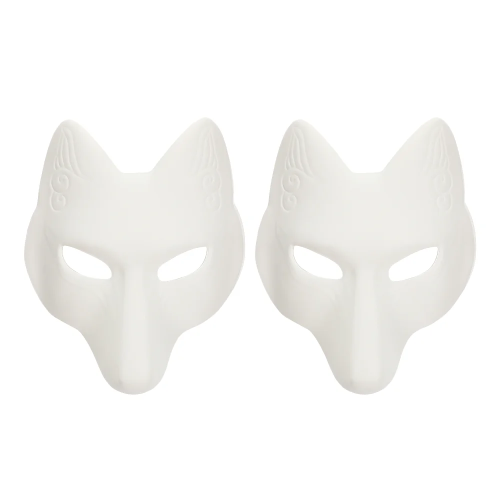

2 Pcs Therisn Masquerade Mask Fox Facial Halloween Party Favor Cartoon Venetian White Eva Man