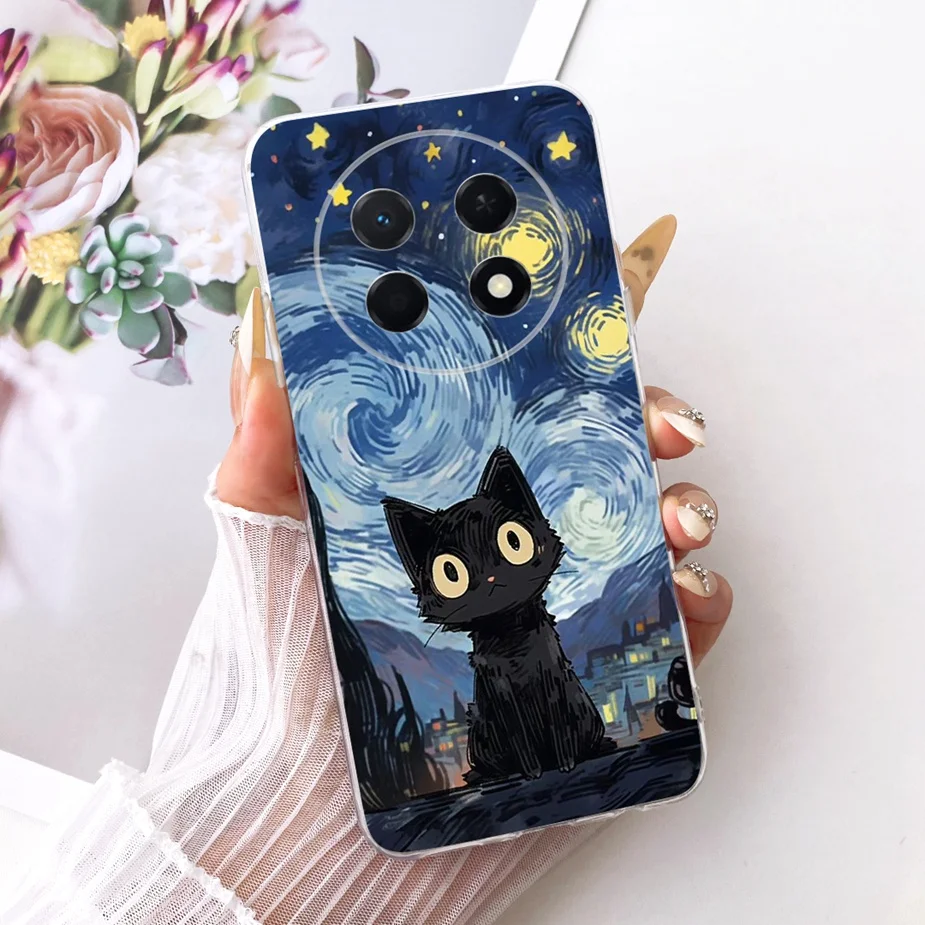 Cute Cat & Peacock Painted Soft Silicone Case - Enhanced Protective Cover