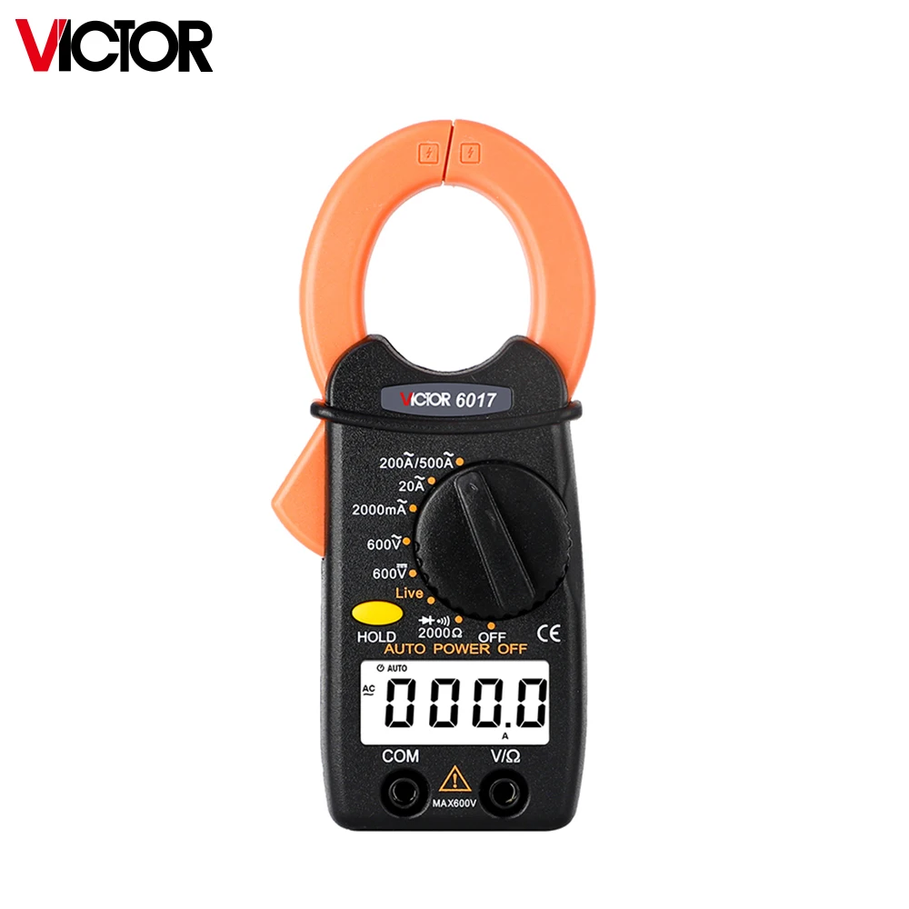 Victor 6017 Mini Digital Clamp Meter Pliers Ammeter Pocket Electrical Meter AC 2000Ω 600v Diode Current Voltage Live Wire Tools