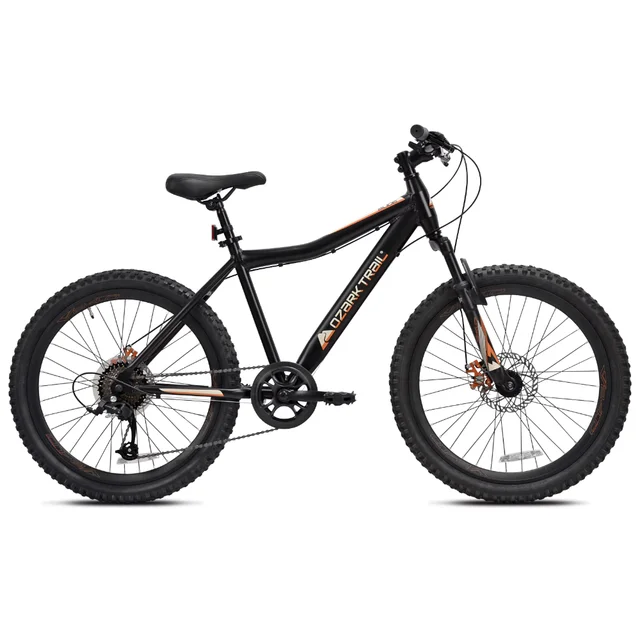 8 Speed Black Ozark Trail 24 in. Youth Glide Aluminum Mountain Bicycle with Front Suspension 1