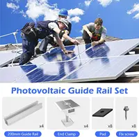 Kit de support de panneau solaire, Rail de montage en aluminium 30mm/35mm, supports de pinces d'extrémité pour toit plat, Rail de montage PV 12 pièces 4