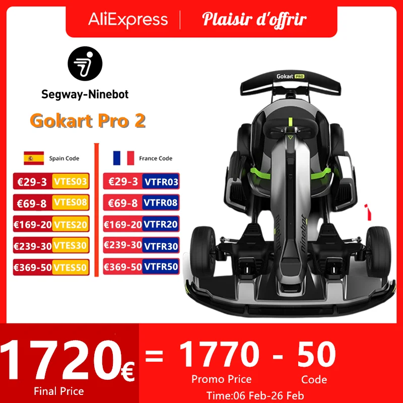Eu Stock Ninebot Di Segway Gokart Pro 2 Versione Aggiornata 63V 432Wh Batteria 43 Km/H Velocità Go Kart Scooter Elettrico Autobilanciato