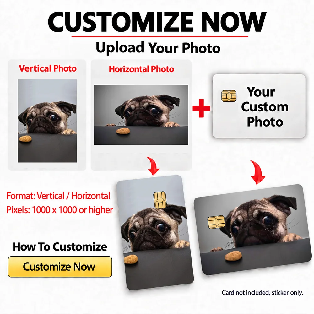 Custom Design Credit Card Sticker Set - 4-Piece Personalized Cover Set