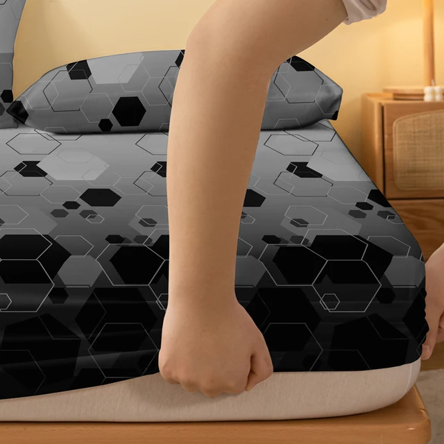 1 piece of stacked hexagonal pattern frosted bedsheet, bedroom printed bedspread, bedding (excluding pillowcases) 4