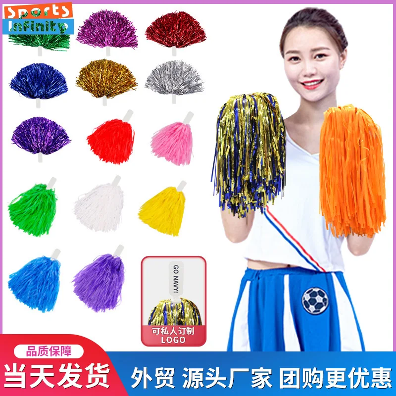 Children Cheerleading Pom Poms with Handle Cheer Balls Gold Yellow Pink Red Green Blue for Women Girl Kids Pompoms Accessories cheerleading pom poms cheerleading ball