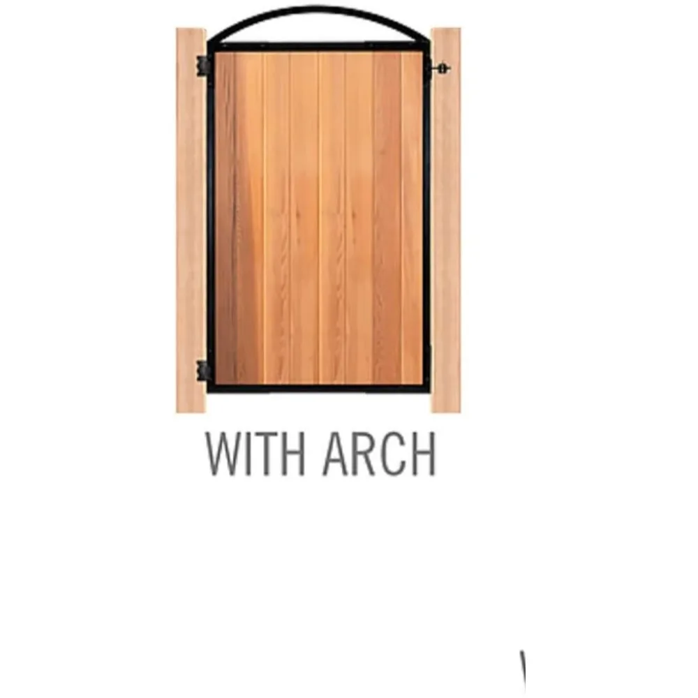 A black gate frame is installed in the courtyard Gate Frame, 8 Standard Fence Board Wide x 6’ Long, Black, 6 Foot homegate 4