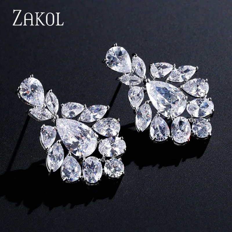 Emmaclarck|elegant Cubic Zirconia Water Drop Earrings For