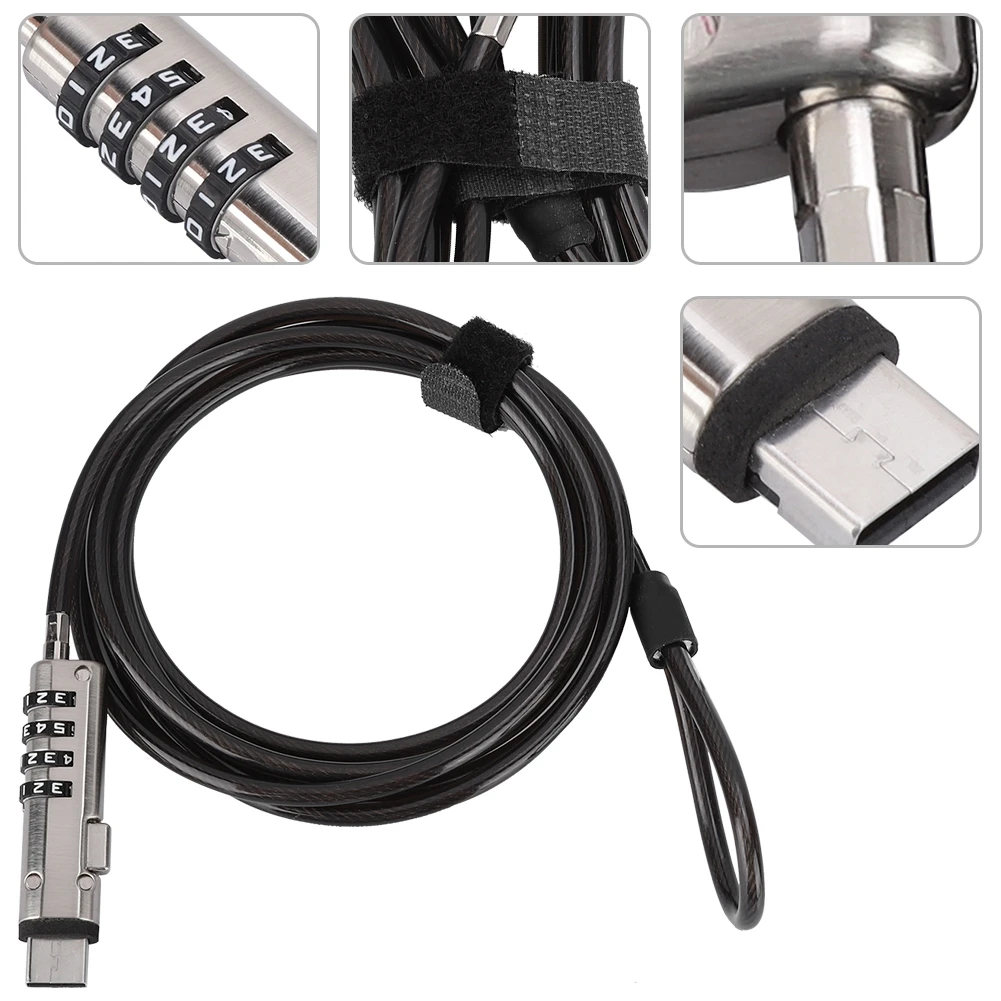 Latop Lock Notebook Cable Lock Computer 4 Digital Password Unlock Notebook Computer Security Anti Theft Cable