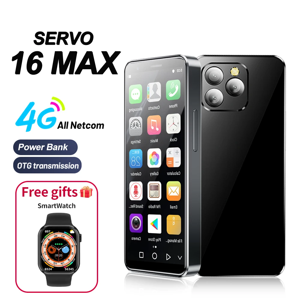 

SERVO 16MAX маленький смартфон 4,0 дюймов HD экран Android 10 система внешний аккумулятор распознавание лица Бесплатные часы подарок мини телефоны горячая распродажа