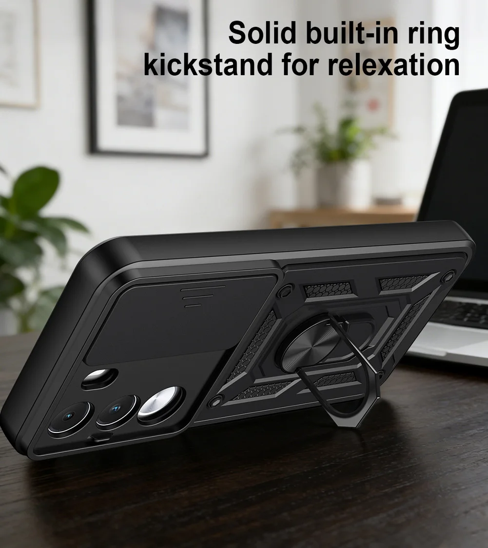 Enhanced Armor Hybrid Metal Ring Holder Camera Protective Case