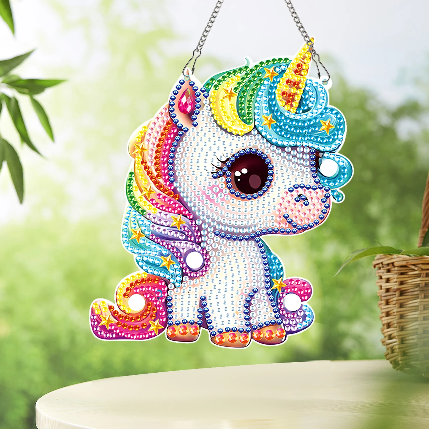 5D Special Shape Diamond Art Painting Kits for Adults Beginners, DIY Unicorn Crystal Art by Window Pendant for Home Garden Wall