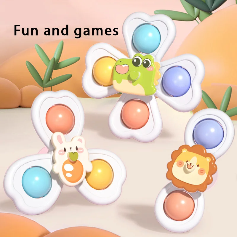 Bathing Toys Infant and Toddler Dining Table Suction Cup Rotation Happy Bathroom Water Play Shower Toy CHILDREN'S Puzzle Cartoon Top
