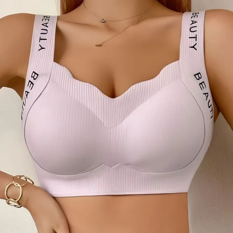Seamless Bras Push-Up Non-wire Bra Women Seamless Underwear Female Padded V-neck Support Brasiere Plus Size Sexy Lingerie M-3XL