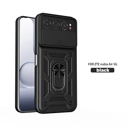 Durable Shockproof Matte Phone Case with Ring Holder Kickstand for ZTE nubia Air (Black)