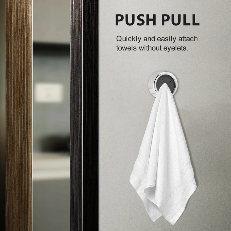 A52I-Self-Adhesive Towel Holder Hooks Round Wall Mount For Bathroom Kitchen Home