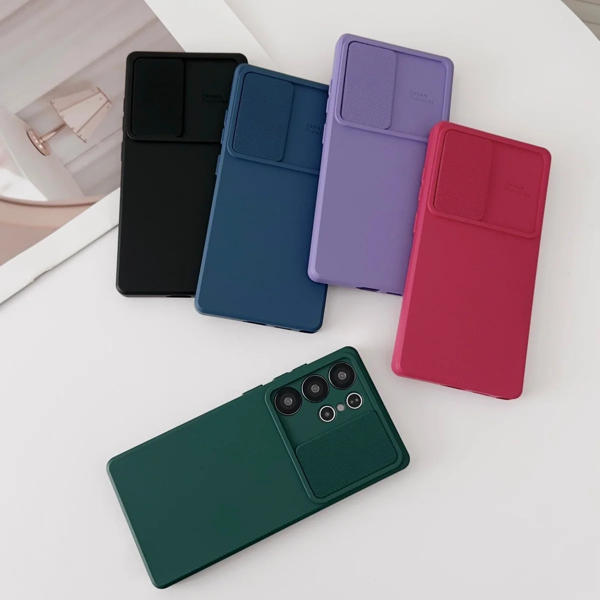 Luxury Slide Camera Soft Silicone Phone Case Cover
