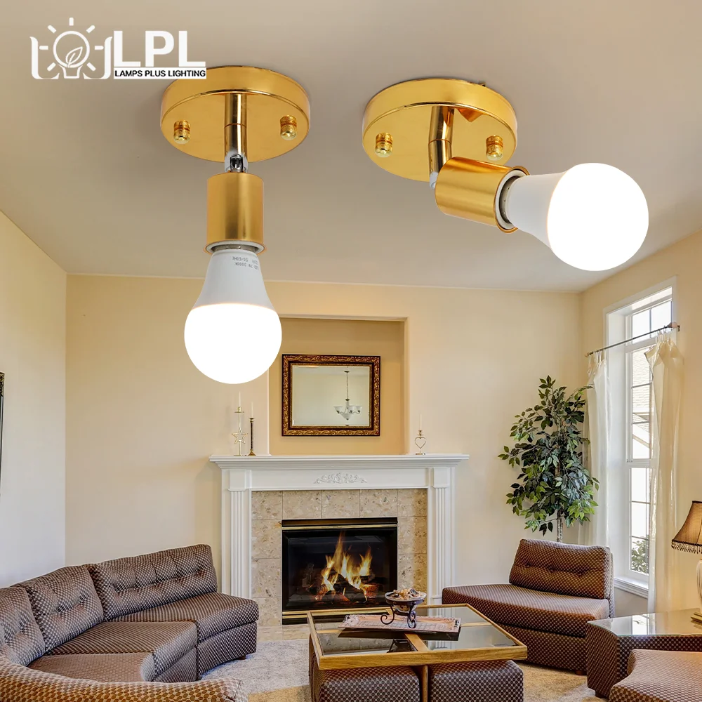 E14 E27 Lamp Holder Simple Iron Screw Lamp Holder 180 Degrees Turn To Dining Room Living Room Decorative Bulb Socket
