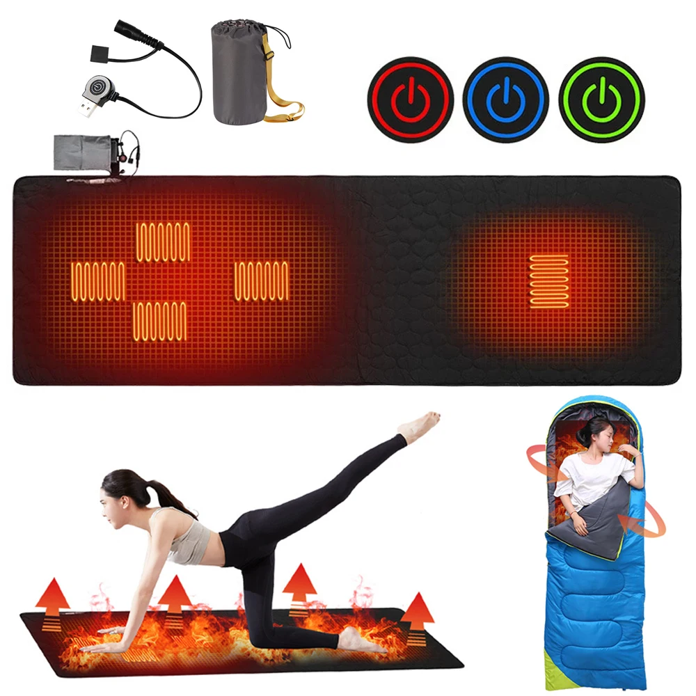 5 Zones USB Heating Sleeping Mat Winter Outdoor Camping Mat Sleeping
