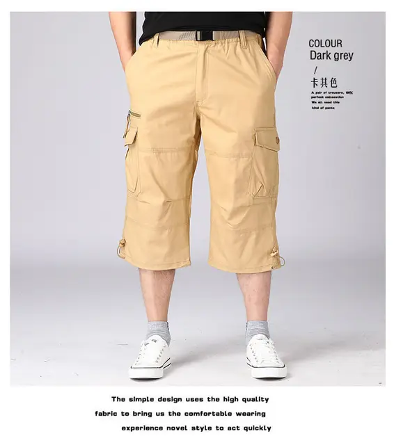 Pantaloncini Cargo Uomo 3/4 - Militare, Cotone, Multi-Tasche, Vita Elastica - Estivo Casual - Foto 10