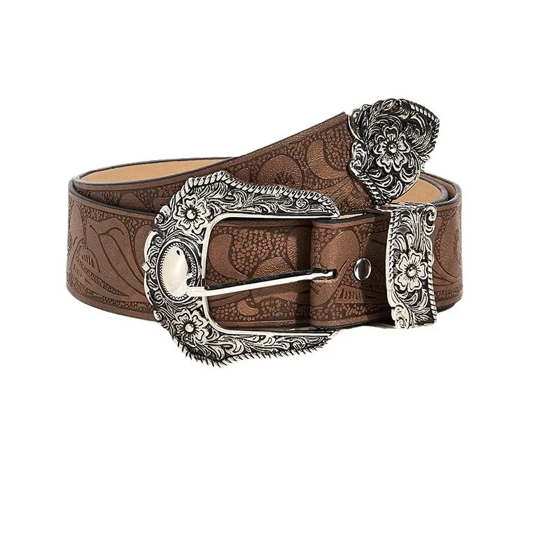 Cintura Larga Marrone Boho Western Con Medaglioni In Lega – Per Donna, In Similpelle, Vintage Per Jeans E Gonne