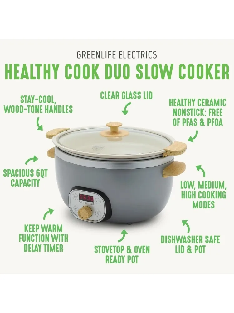 6Qt Programmable Slow Cooker, Removable Nonstick Pot, Keep Warm & Digital Timer, Dishwasher Safe Glass Lid & Crock, Slow Cooker 2