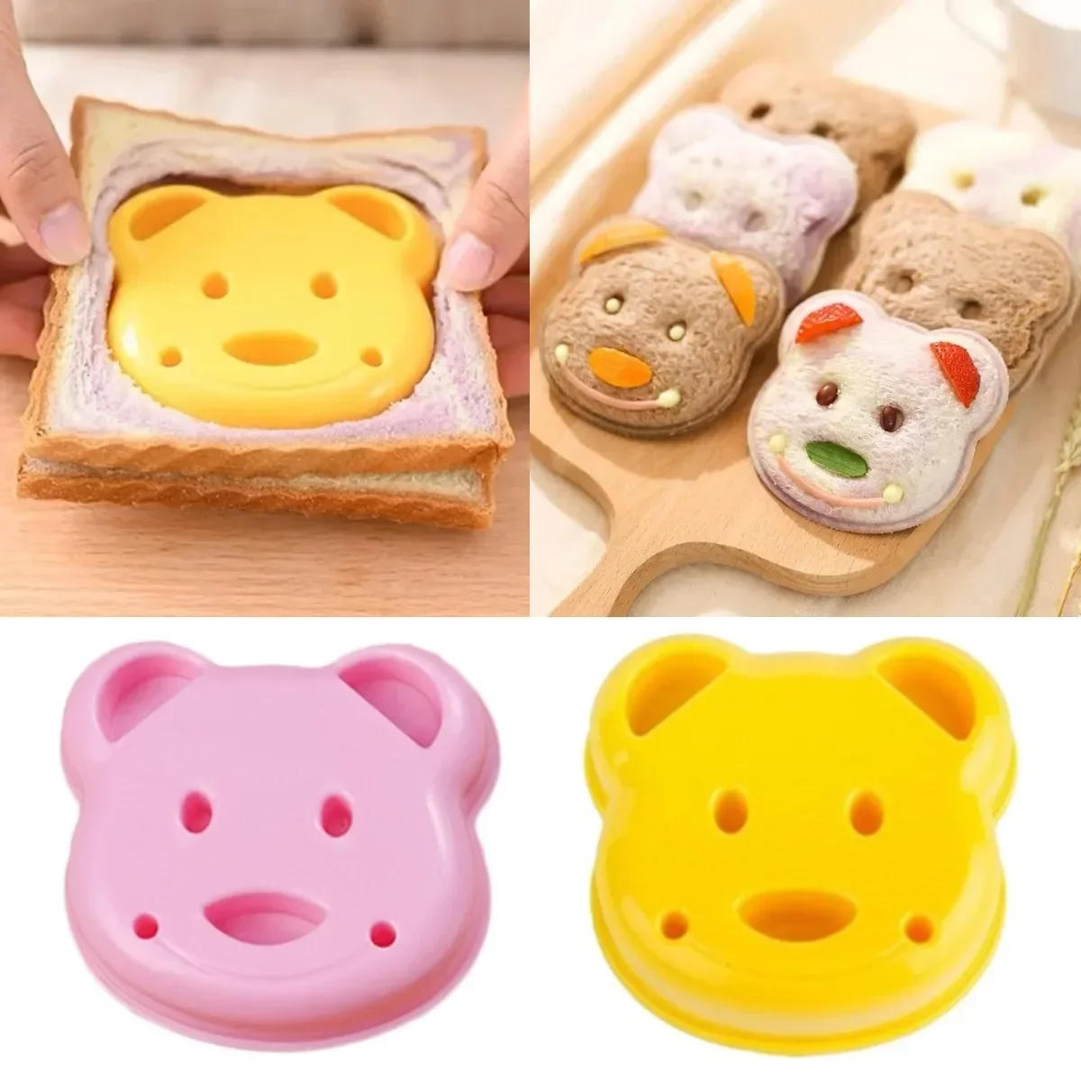 

Cute Sandwich Mould Bear Shaped Bread Biscuit Cookie Cutter Baking Pastry Tool Cartoon Cake Make Mold DIY Pancakes Kids Bento