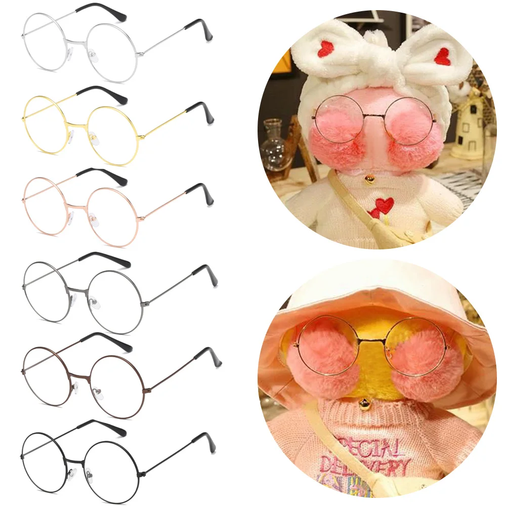 

Plush Doll Eyeglasses For Toys Duck 30cm Cute Round Frame Glasses Clothes Mini Flat Mirror Doll Eyeglasses DIY Doll Accessories