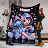 1PC Custom Name Pokémon Disney Stitch Printed Blanket, All-Season Multi-Use for Nap, Camping, Travel, Car ,sofa Machine Washable 1