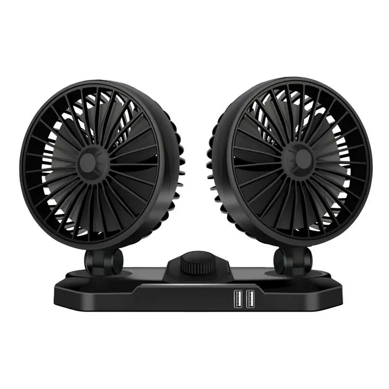 

360 Degree Rotatable Car Fan 12V/24V Small Dual Head Car AC for Cooling Rechargeable Vehicle Cooling Device Car Air Conditioner