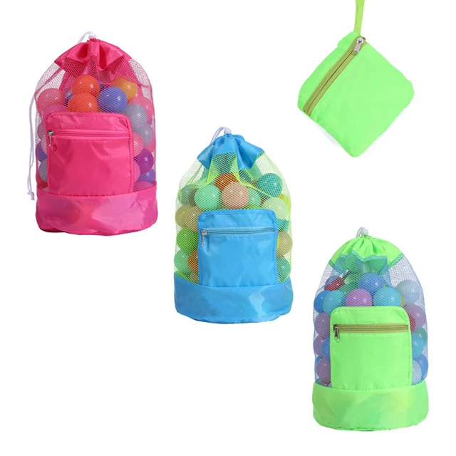 Portable Women Kids Beach Mesh Bags Children Sand Toys Storage Net Bags Water Fun Sports Bathroom Clothes Towels Backpacks 1