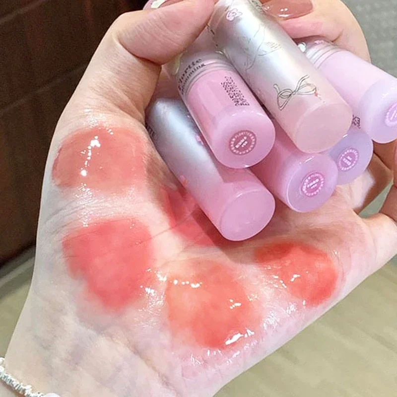 Floral Mirror Glass Solid Lip Gloss Water Light Round Tube Lipstick Clear Oil Jelly Lip Glaze Natural Nude Moisturizing Lip Tint 5