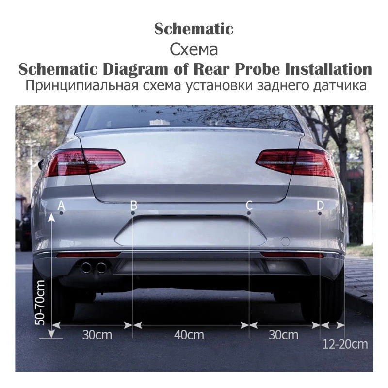 New LED Parking Sensor System Backlight Parktronic Monitor Display Kit Backup Detector Assistant 4 Probes