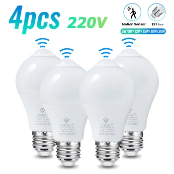 4PCS E27 LED Radar Motion Sensor Bulbs 1