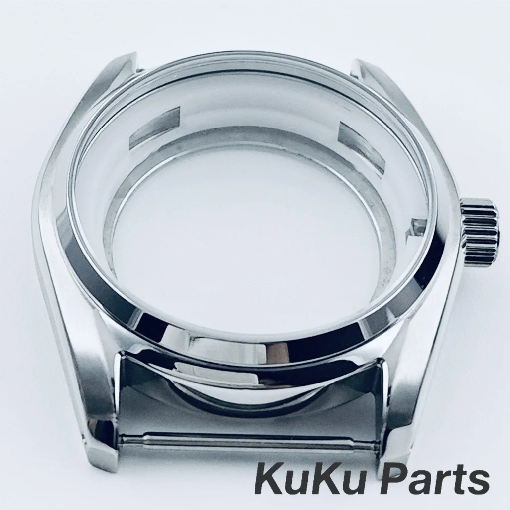 Silver Sapphire Crystal Watch Case with 33.5mm Dial Compatibility