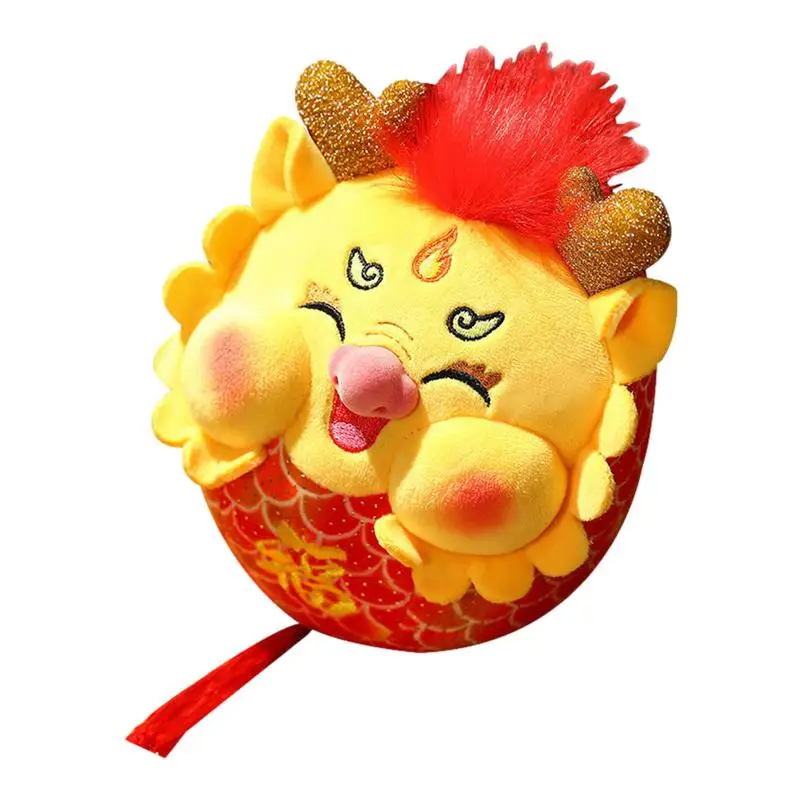 

Кукла-талисман в виде дракона, плюшевые животные со знаками Зодиака, подвесные украшения, 2024, плюшевая кукла в виде дракона с китайским знаком зодиака, Новогоднее украшение