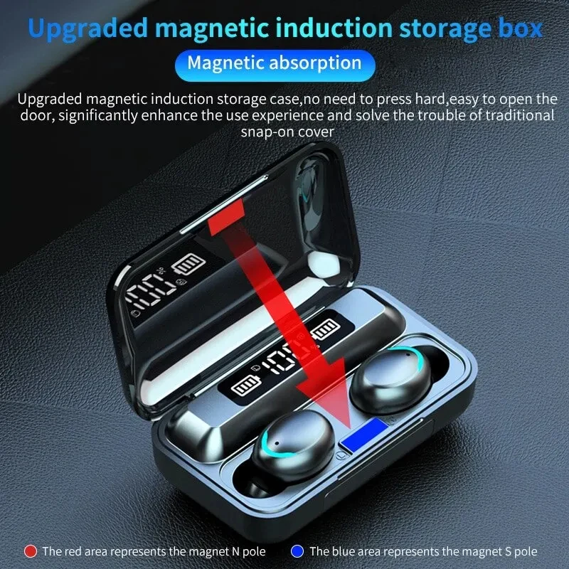 F9 Wireless Earphones Bluetooth TWS LED Dislpaly Binaural Headset Waterproof HD Calling CVC 8.0 Noise Reduction Headphones 2