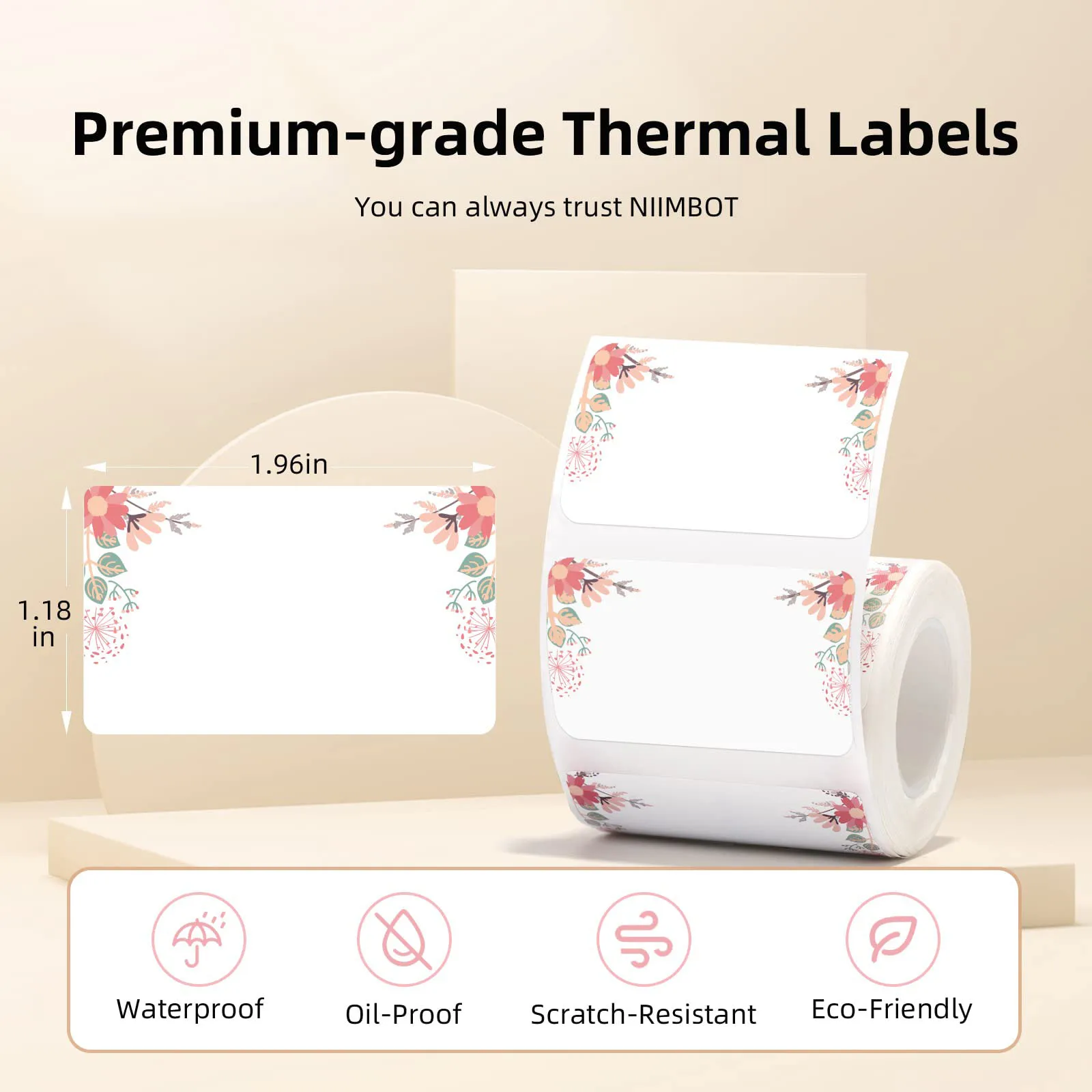 Niimbot Flower Pattern Smart Portable Label Printer Thermal Label Paper Waterproof Stickers Fast Printing For B1/B21/B203/B3S