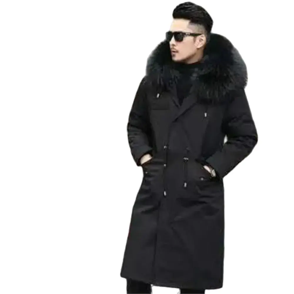 

Detachable Fur Lined Thick Warm Parkas Winter Jacket Men Imitation Fur Coat Thicken Outerwear Men Parka High Quality Hooded