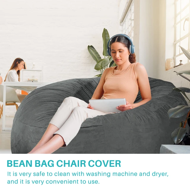 5/6/7FT Bean Bag Chair Cover Soft Velvet Bean Bag Cover Home Sofa Cover No  Filler Stuffable Beanbag Lazy Sofa Bed Cover - AliExpress