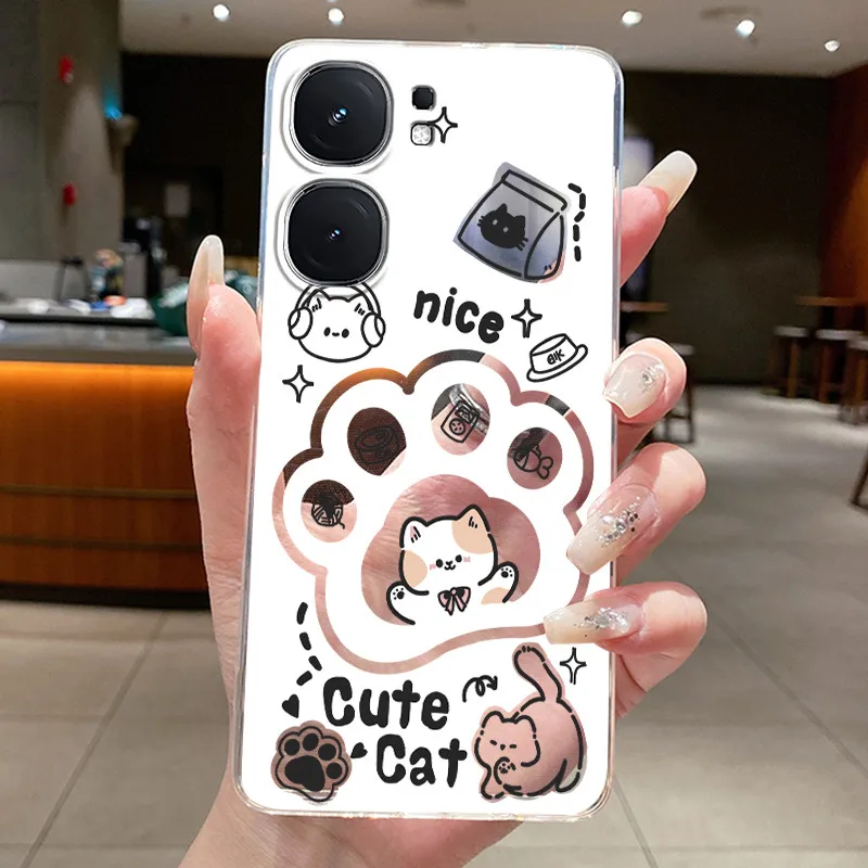 Aesthetic Fashion Cute Cat Soft Silicone Transparent Phone Case Cover