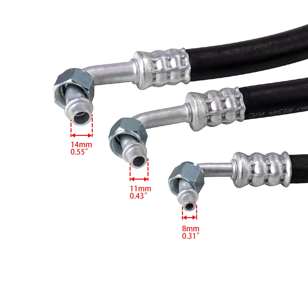 #6 #8 #10 R12 R134a Thick-wall A/C Gas Hose Assembly Straight/90 Degree Beadlock Fitting Female Nut O-ring AC Pipe(Sold by feet) hose connectors